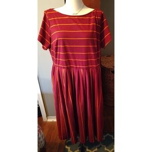 eShakti red & orange striped midi dress 24w